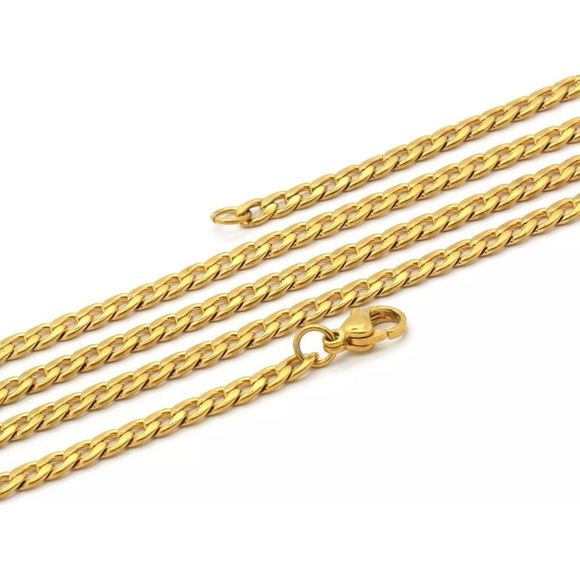 Gold Plated Cross On 24" Cuban Necklace - Picture 4 of 4